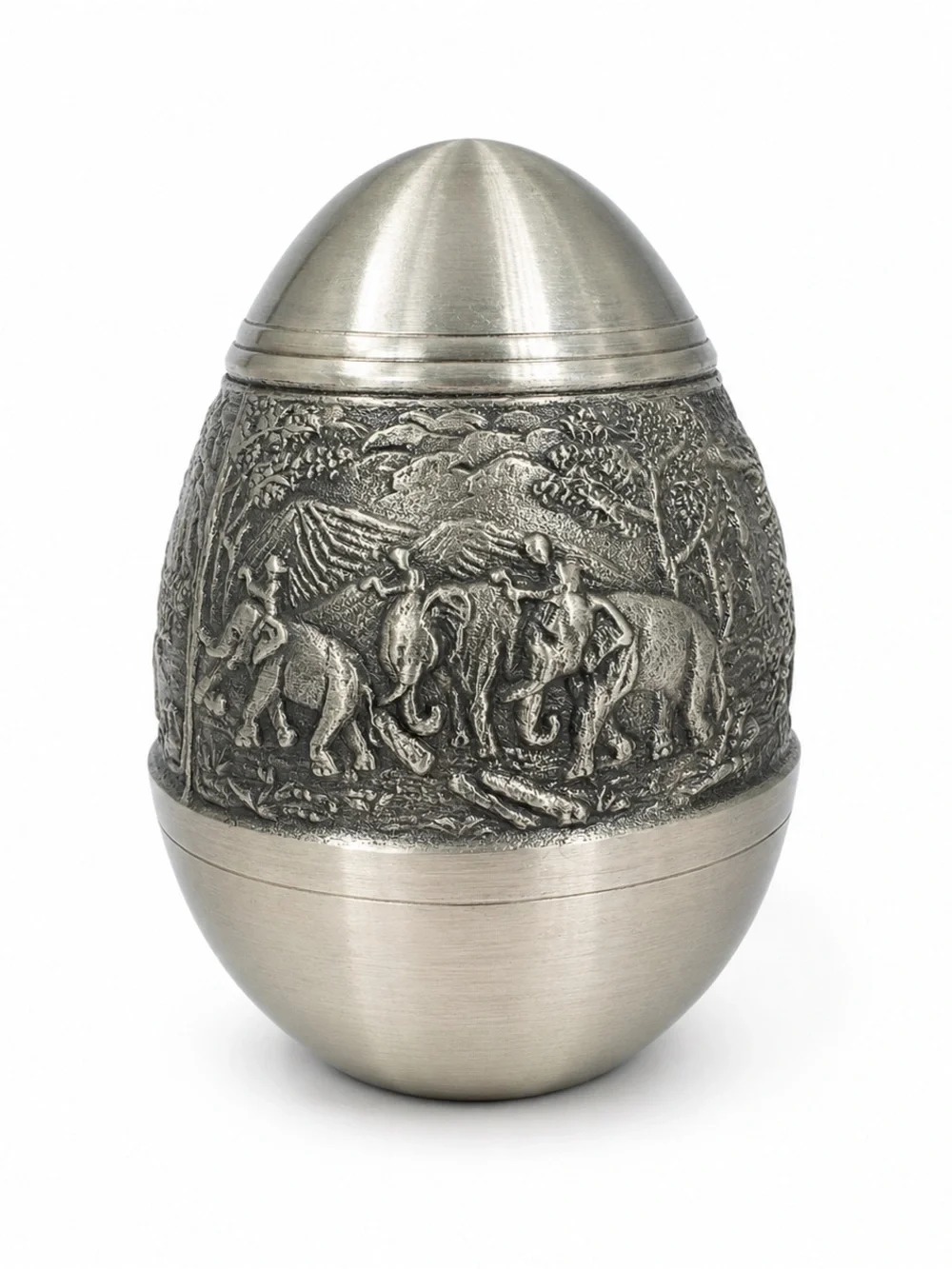 Decorative Pewter-Gray Carved Egg Salt & Pepper Shakers - Home Dining Serveware